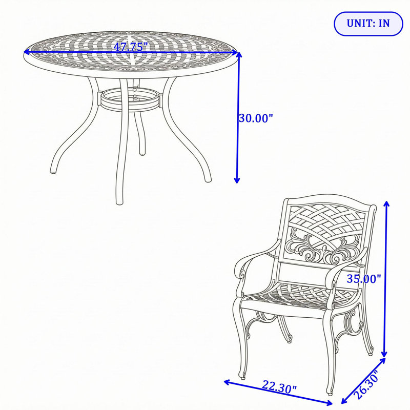 Ensemble de salle à manger d'extérieur 5 pièces avec 4 chaises