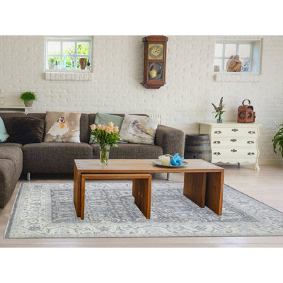 Tapis gris en laine noué à la main 8 pi 1 po x 9 pi 8 po 4600F2D544D640338FC7C12AD5701723