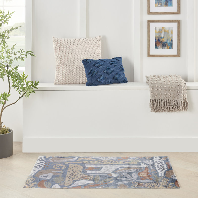 Maycon Rectangle Animal Print Machine Woven Polypropylene Plastic Rug, Rectangle 2'2" x 4'