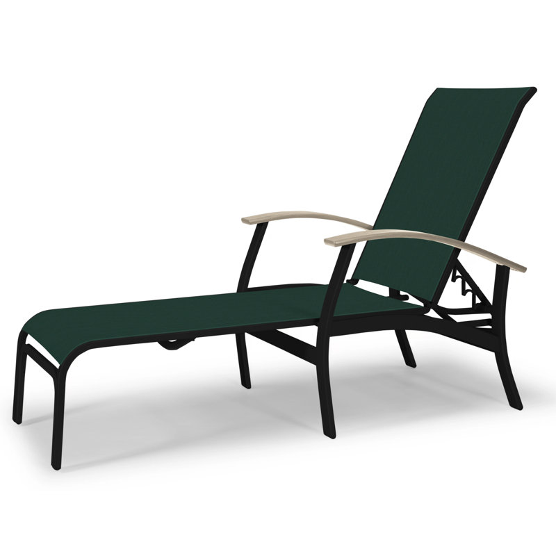 Askar Outdoor Rust-Resistant Metal Chaise Lounge, Desert P60, Forest Forest Green 22D Sunbrella®, Textured Desert