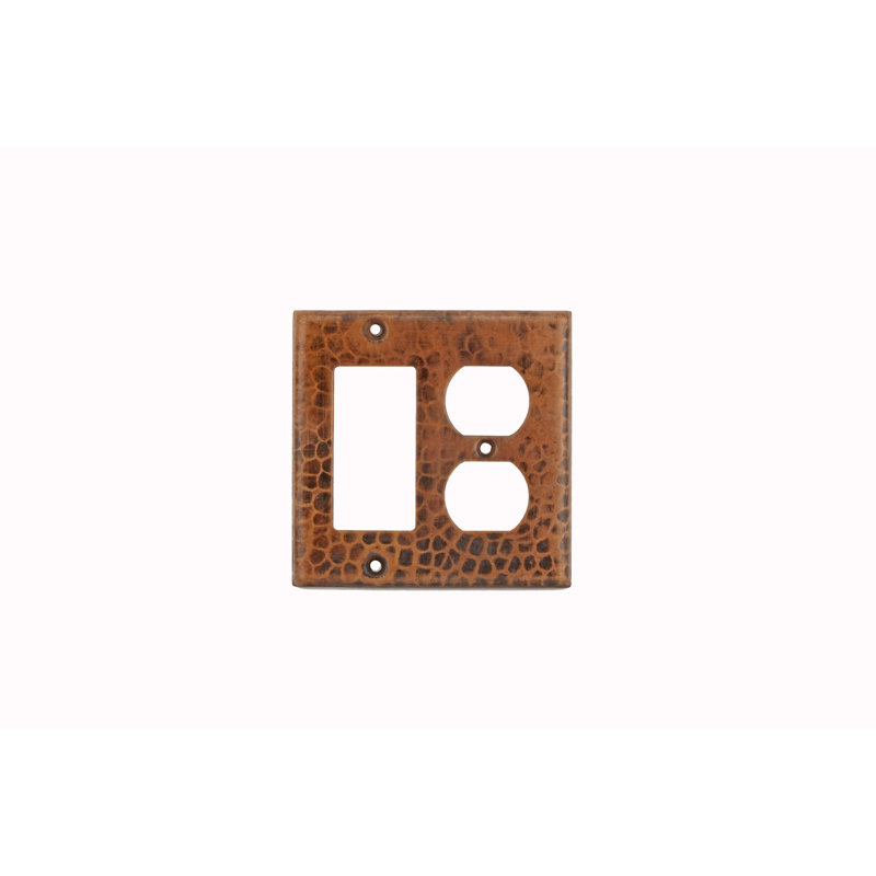 Copper Combination Switchplate, 2 Hole Outlet and Ground Fault/Rocker GFI Cover