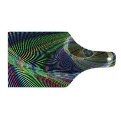 Ambesonne Digital Tempered Glass Cutting Board Spiral Motion Green Purple
