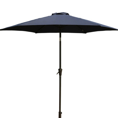 8.8 Feet Patio Umbrella - Navy. Robust Aluminum Construction, 42 Pounds Base. - Canopy. Effortless Crank & Tilt. Ideal For Outdoor Gatherings With Resin Base Navy Blue. Rust-, Canopy, Lift Push
