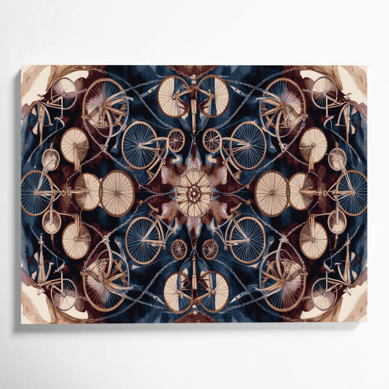 Transport, bicyclette et cyclisme, illustrations sur toile mauve, H 11 po x l 14 po