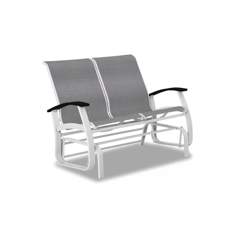 Belle Isle Outdoor Glider, Black P70, Gloss White, Nickel