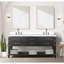 Ensemble de meuble-lavabo double en chêne noir avec plateau en marbre de culture et robinet-525377808