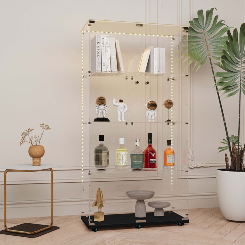 Tempered Glass Display Cabinet, 65" H x 30.91" W x 13.58" D