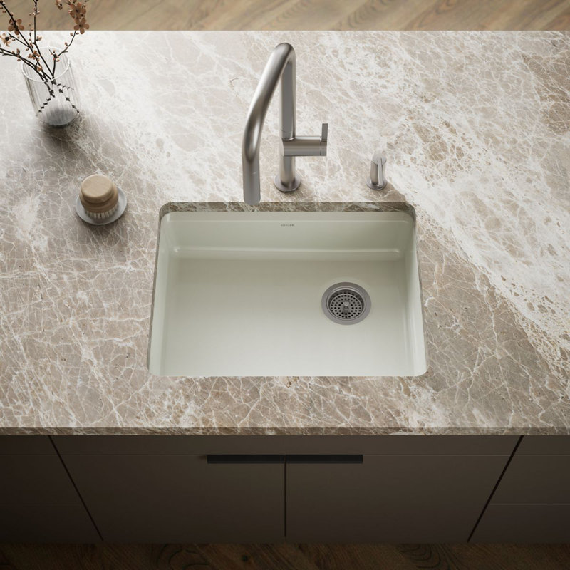Riverby 25" L x 22" W Undermount Single Bowl Kitchen Sink, Dune