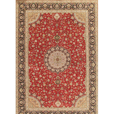 Tapis rose / beige noué à la main de conception unique 11 pi 4 po x 16 pi 6 po Tabriz
