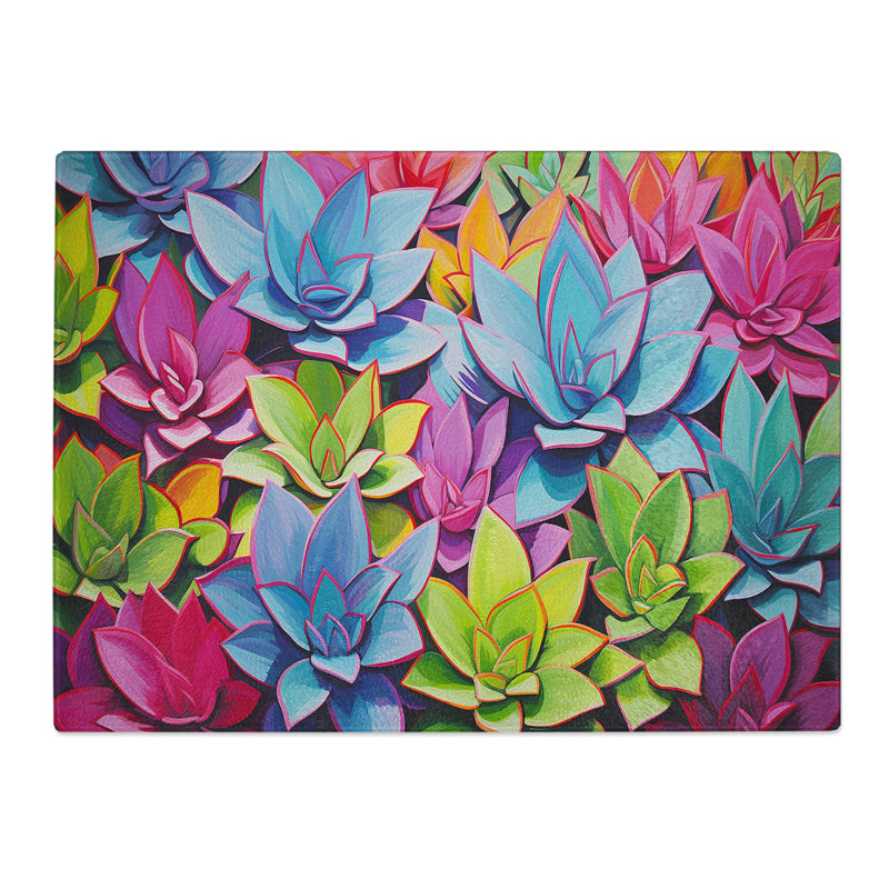 Succulent Pop Art  Glass Chopping Board