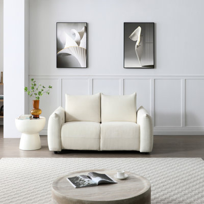 Fauteuil inclinable revêtu de chenille beige