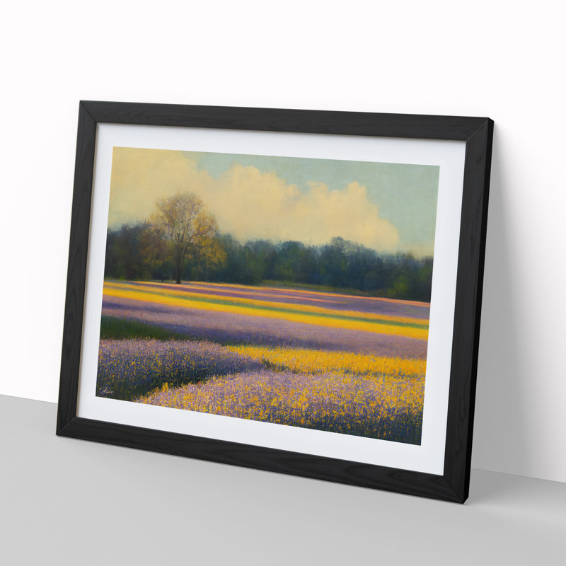 Gleeful Bluebell Field - Single Picture Frame Print, 46cm H x 64cm W x 2cm D, Black