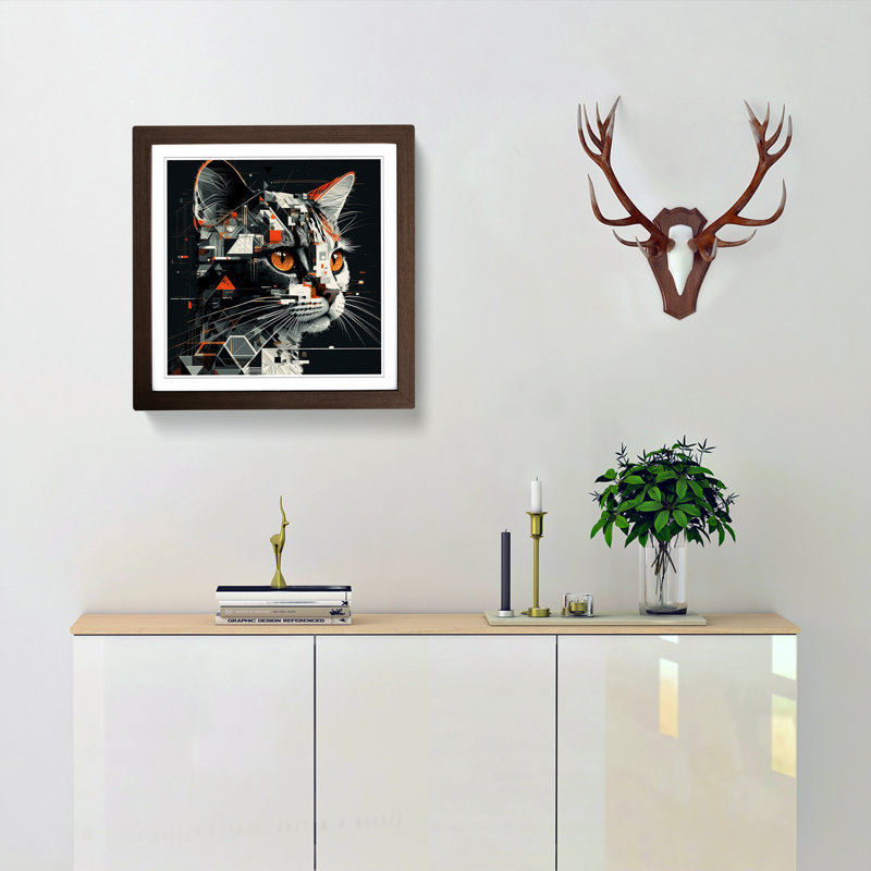 Cat Constructivism - Framed Print, Walnut