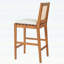 Tabouret de bar extérieur avec coussin, bois fini teck et osier jaune, ensemble de 2 pour une assise confortable