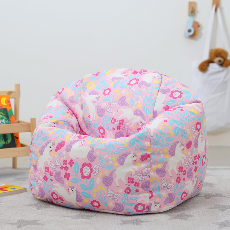 Bean Bag Bazaar Kids Rainbow Print Classic Bean Bag, Unicorn