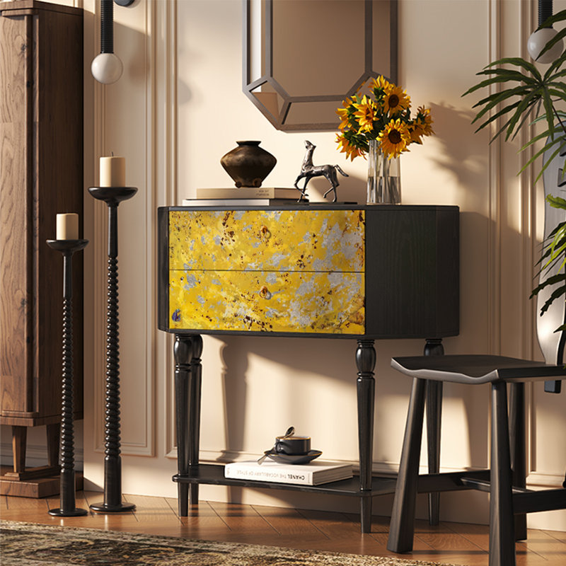 Retro Minimalist Art Console Table with 2 Drawers