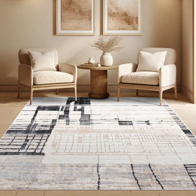 Tapis d'intérieur abstrait beige Mair Gabriel