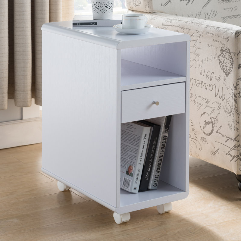 Duyen Side Table with Storage, White