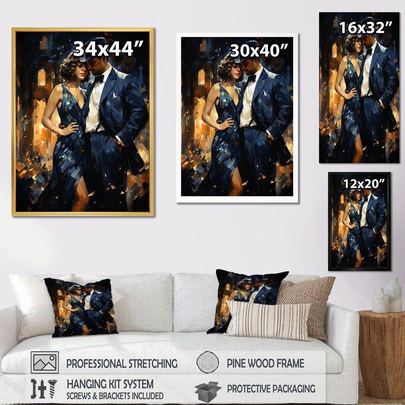 Harlem Renaissance Jazz Age Sonata Couple, reproduction d'art sur toile, Toile tendue, H 20 po x l 12 po