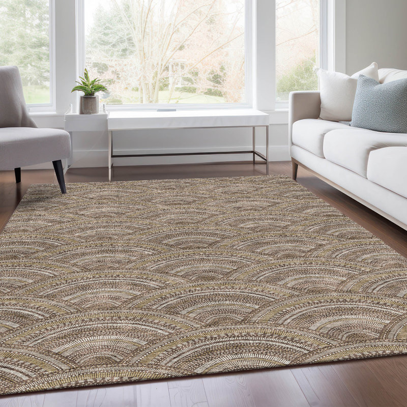 Tapis brun lavable à la machine de qualité supérieure Prisco, Rectangle 10 pi x 14 pi