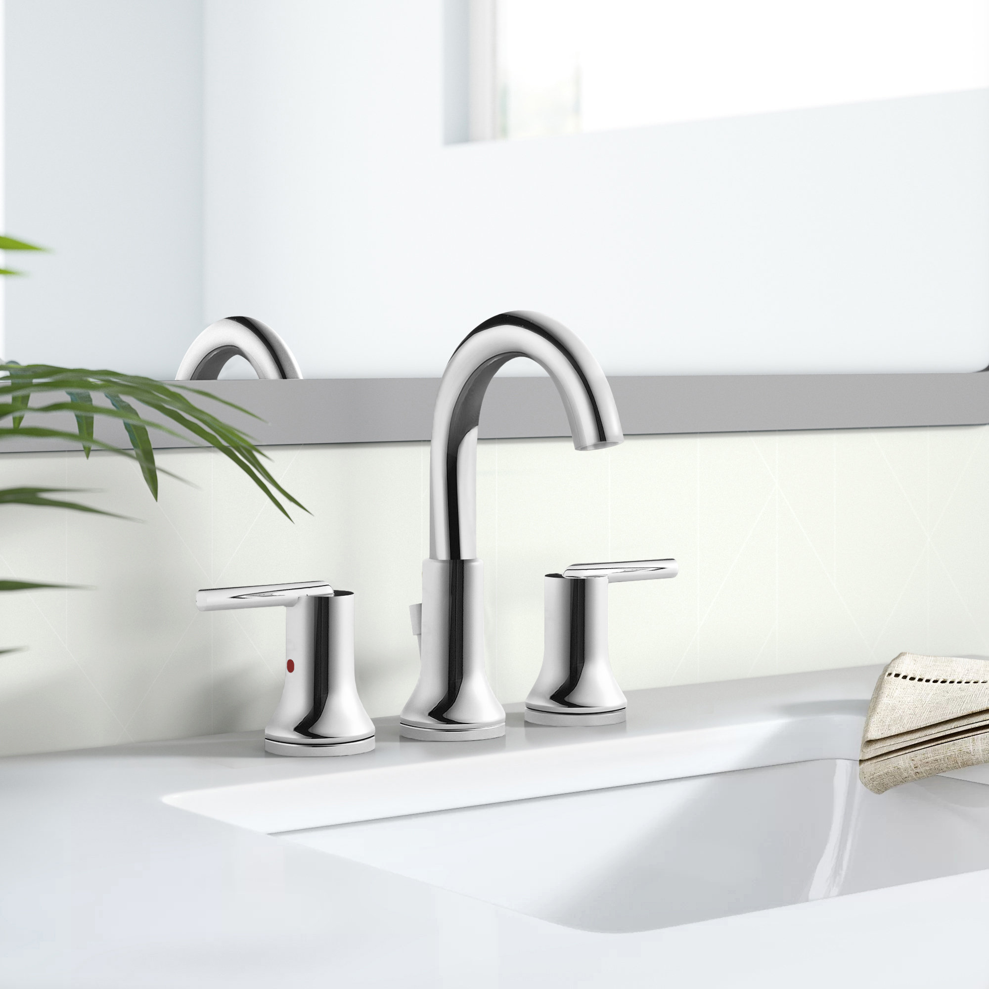 Trinsic Widespread Bathroom Faucet 3 Hole, 2-handle Bathroom Sink Faucet with Drain Assembly, Chrome