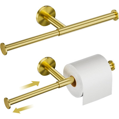 Toilet Paper Holder 2 Pack, Extendable Double Toilet Tissue Roll Holder Wall Mount, SUS304 Stainless Steel Rustproof Bathroom Essential Accessories -  Elaine Mercure, JrCB0BGNLMLKY