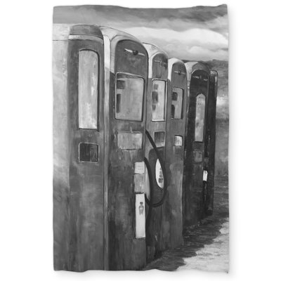 Old Gas Pumps Black & White Gray Duvet Cover | Home Decor
