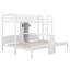 Triple lit superposé avec tablettes de rangement et bureau et lampe de lecture, lit superposé en bois avec lattes, échelles et garde-corps-24127406
