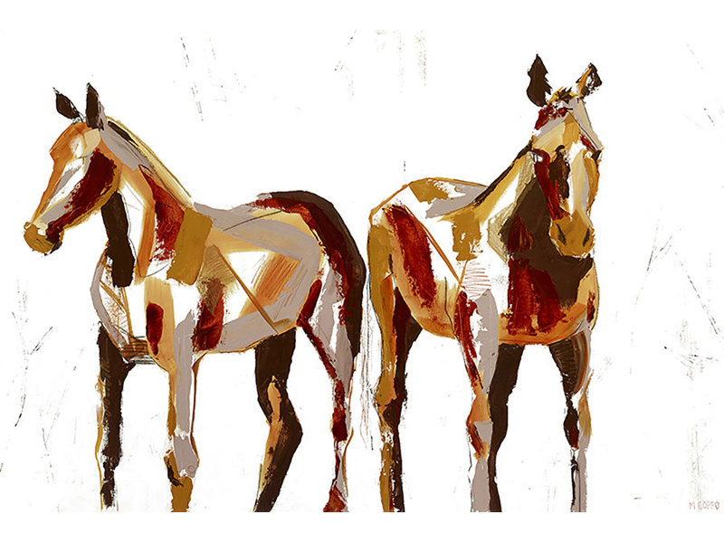 «Painted Horses I» par Milton Coppo - impression, H 40 po x l 60 po x P 1,5 po, Extérieur