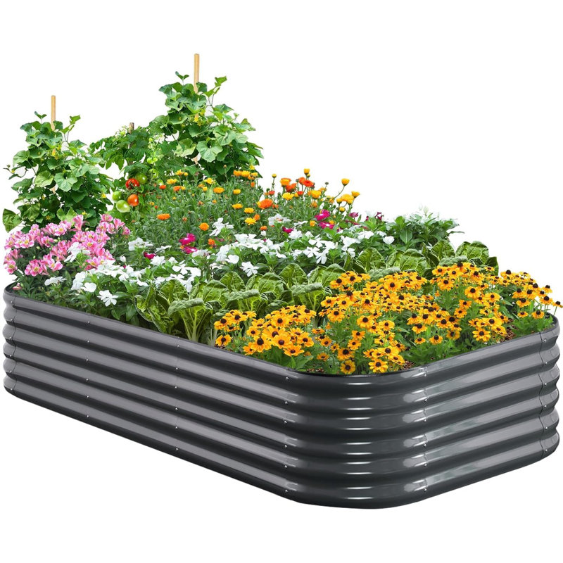 Metal Raised Garden Bed, 240x120x45cm