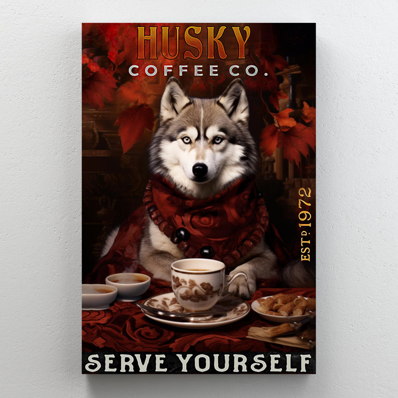 Husky Coffee Co - 1 Piece Rectangle Graphic Art Print On Wrapped Canvas, H 20 po x l 16 po x P 1,25 po