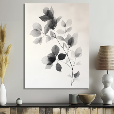 Étude de feuilles translucides - Décoration murale en métal botanique gris