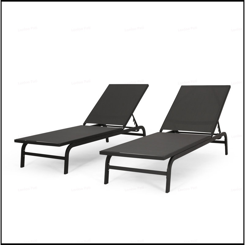 FINN Outdoor Chaise Lounge Set With Durable Aluminum Frame And UV-Resistant Mesh For Ultimate Comfort, Dark Gray