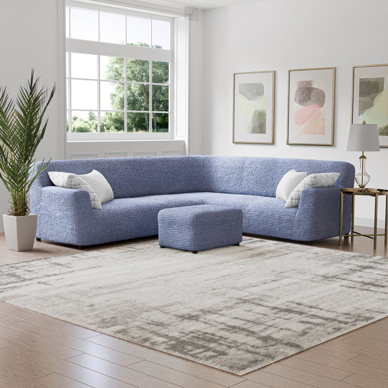 Housse extensible pour canapé d'angle - Facile à nettoyer et durable - Collection Comfort , Coin, Bleu