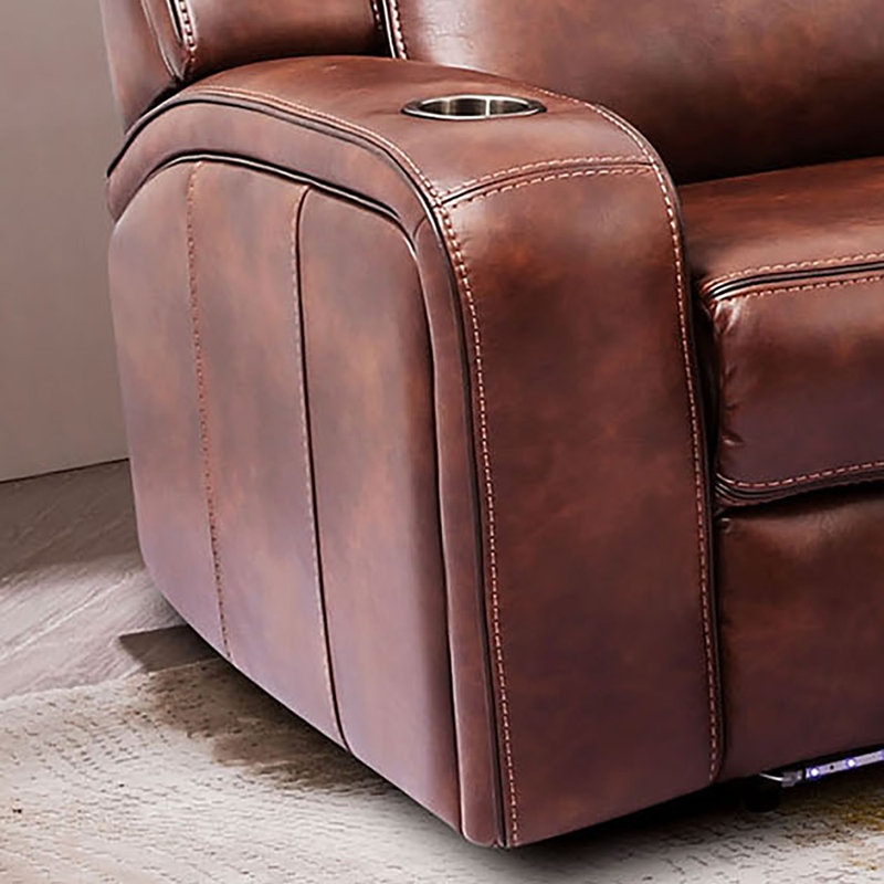 Faux Leather Power Reclining Curved Sectional Symmetrical