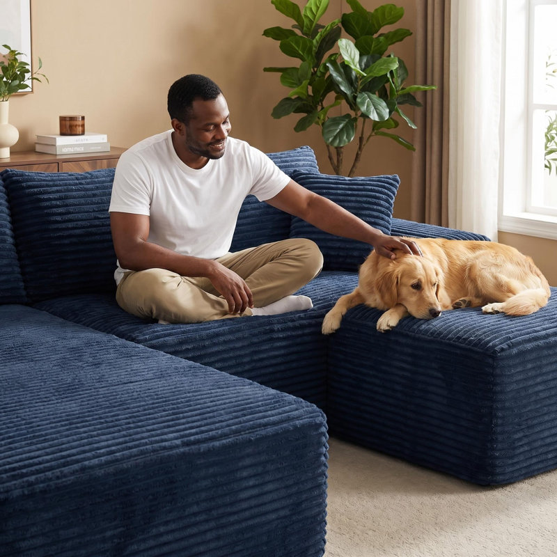Canapé modulaire en forme de U 95 po Cloud avec assise profonde et aucun assemblage requis