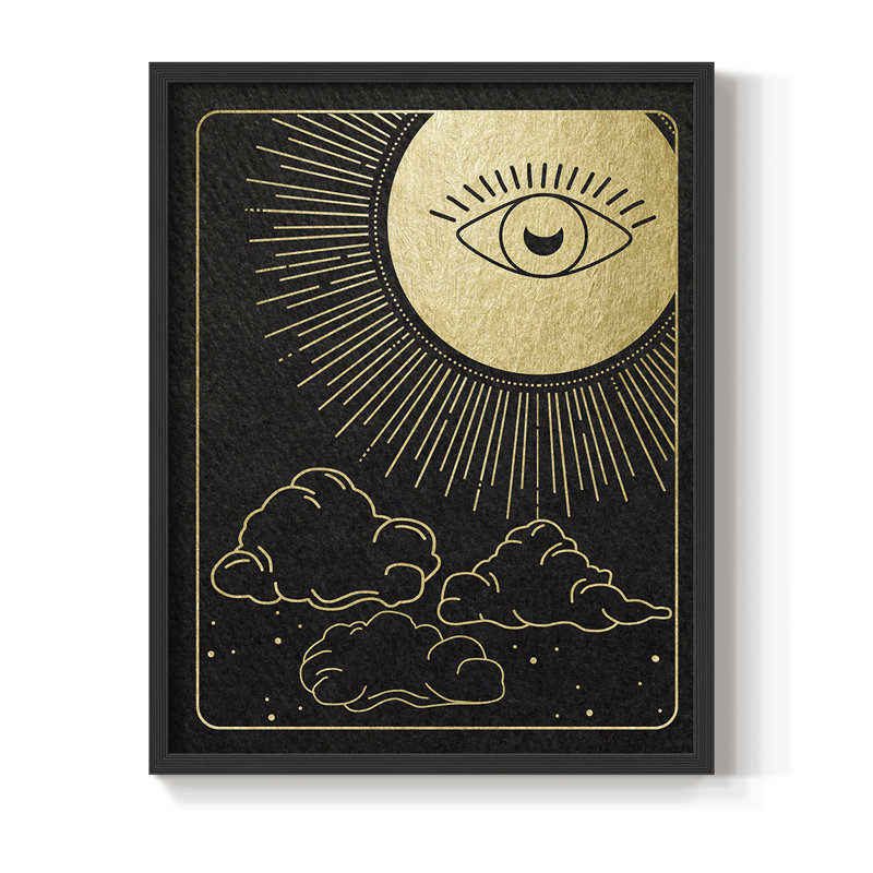 Celestial Eye Framed Print - Solid Wood, Black, 10" H x 8" W
