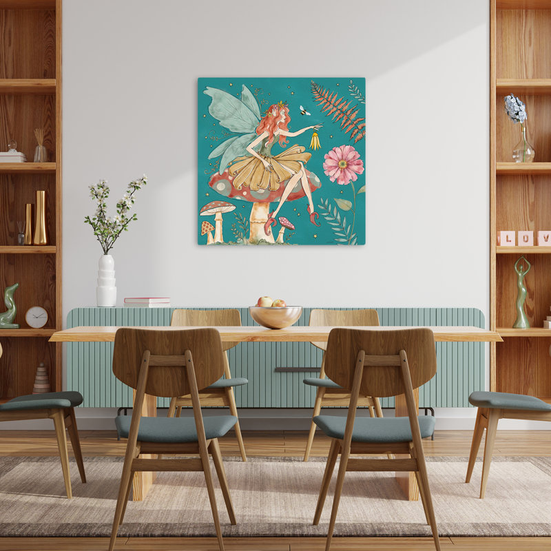 Garden Fairies Blue Iii, art contemporain, H 36 po x l 36 po