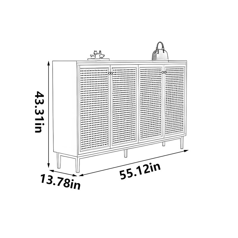 Armoire de rangement pour chaussures, H 43,31 po x l 55,12 po x P 13,78 po, Bois brun foncé
