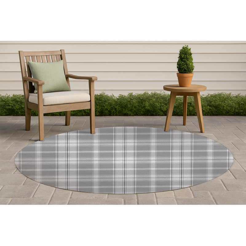 Tapis d'extérieur antidérapant Billy Tartan, Rond 5 pi