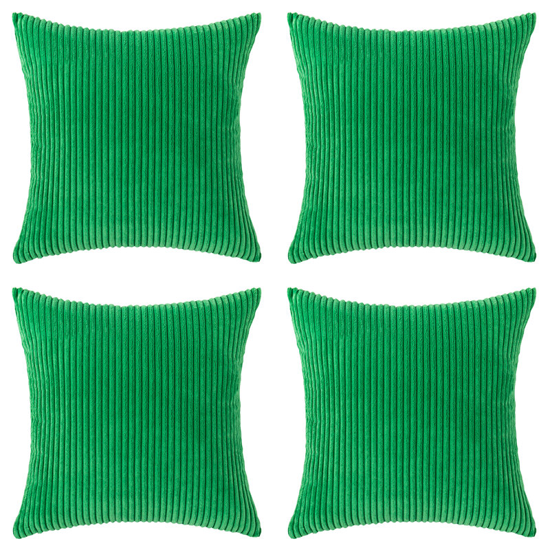 Housse de coussin à rayures, 18 po x 18 po, Vert foncé