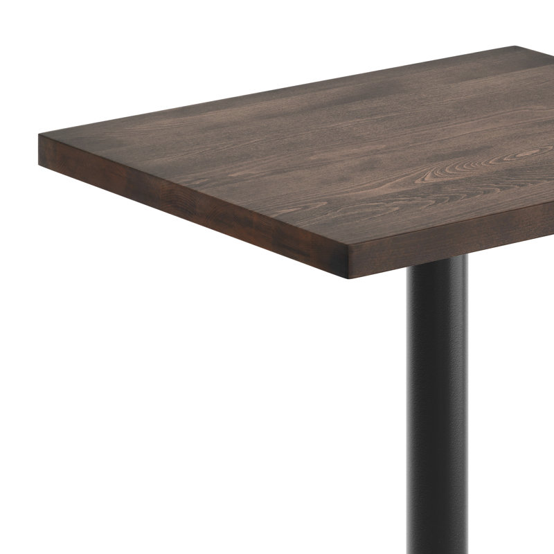 Plateau de table rectangulaire en bois massif avec base en X, H 43,5 po x L 30 po x l 24 po, Bois brun foncé, Noir
