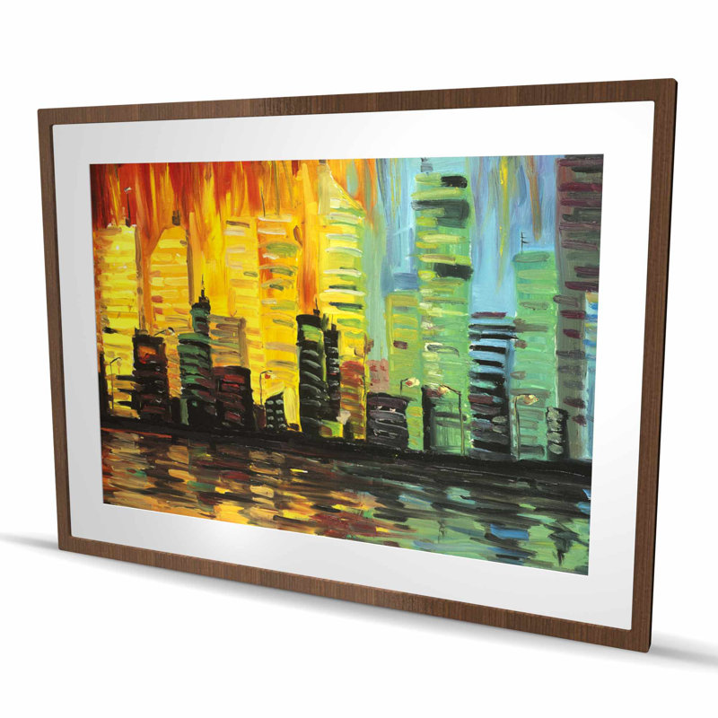 City with colour tones - Contemporary Livingroom Framed Print, Brown