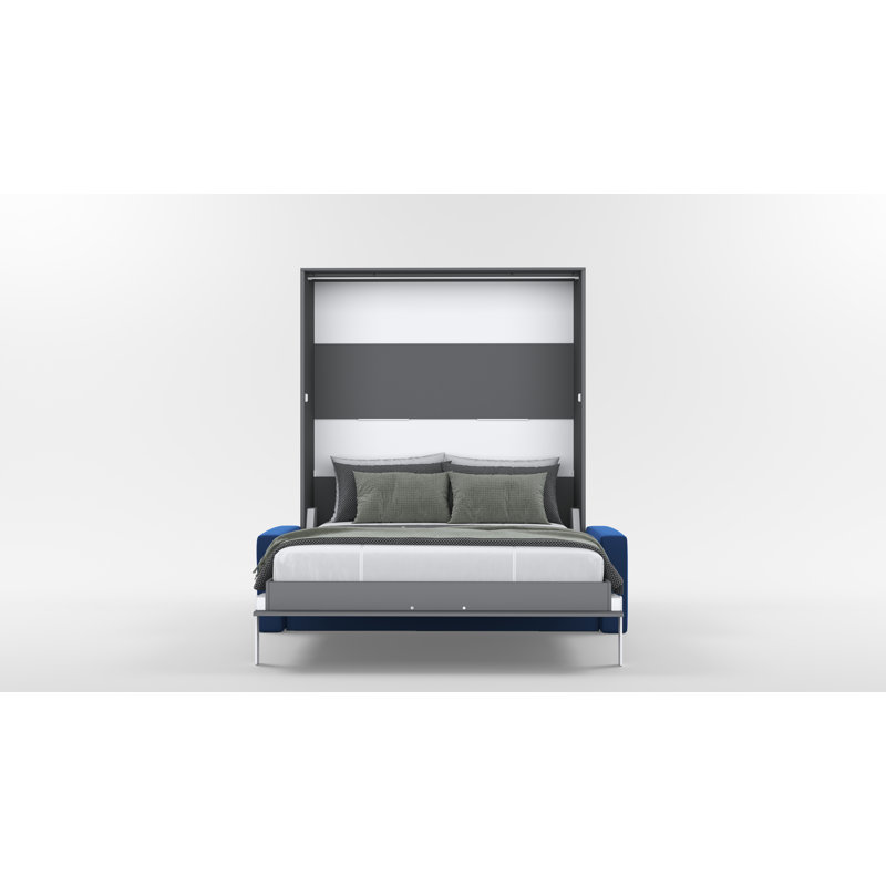 Neidelin Upholstered Bed, Grey/Navy