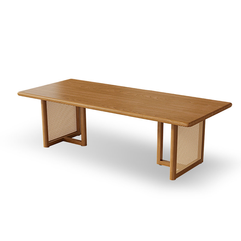 Table de salle à manger rectangulaire en bois massif brun, H 29,53 po x L 86,61 po x l 35,43 po