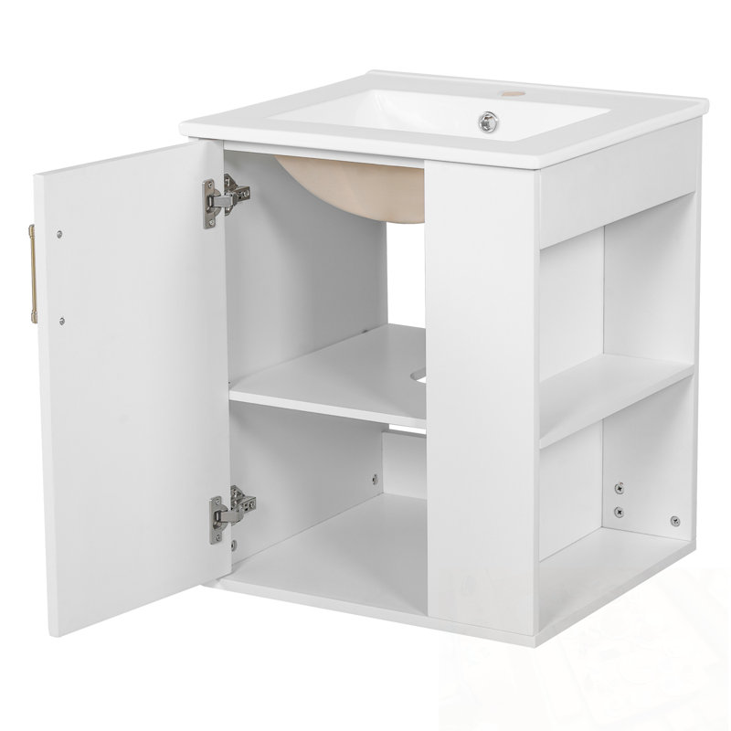 Armoire de salle de bain avec lavabo et tablette latérale