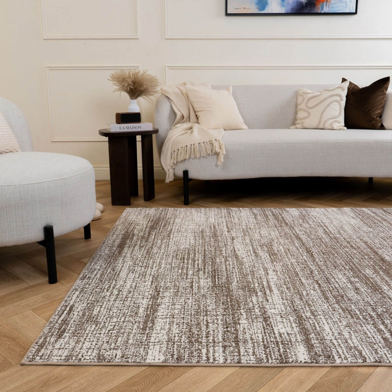 Montana Abstract Brown and Cream Area Rug, 240X340 cm