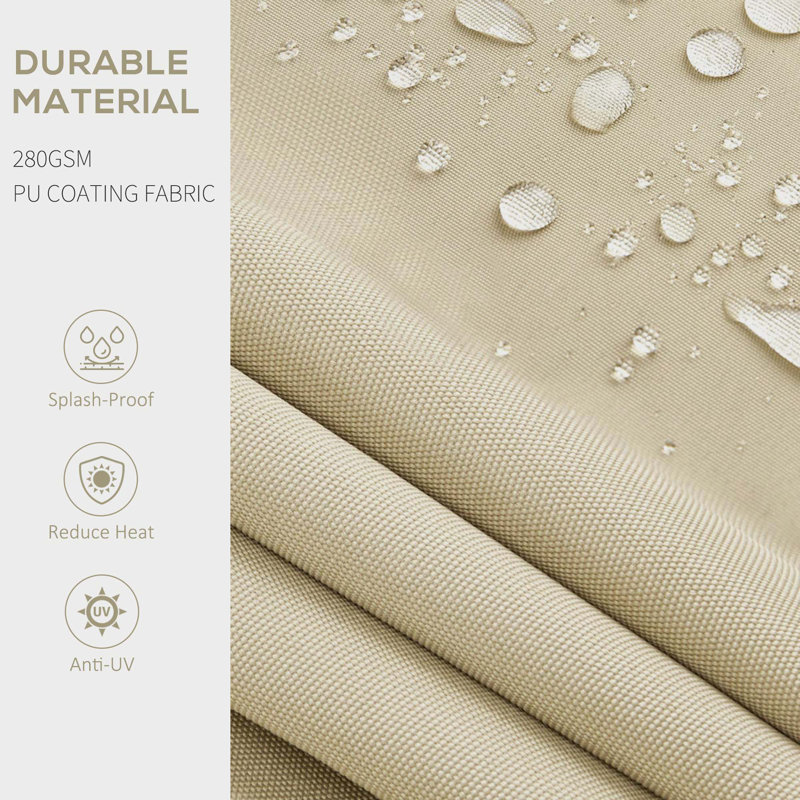 Outsunny Polyester Cover Retractable Patio Awning, Beige, Solid Color, 116.1" W x 97.2" D