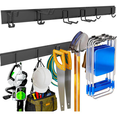 Range-outils de jardin, support de rangement pour outils de garage 48 pouces, supports muraux en acier robuste