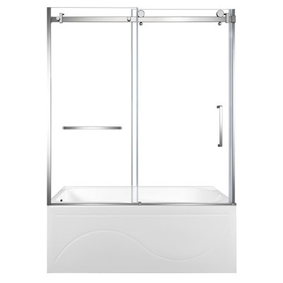 Kingston Brass 60-Inch Acrylic Rectangular 3-Wall Anti-Skid Alcove Tub With Tub Door, Hand Drain